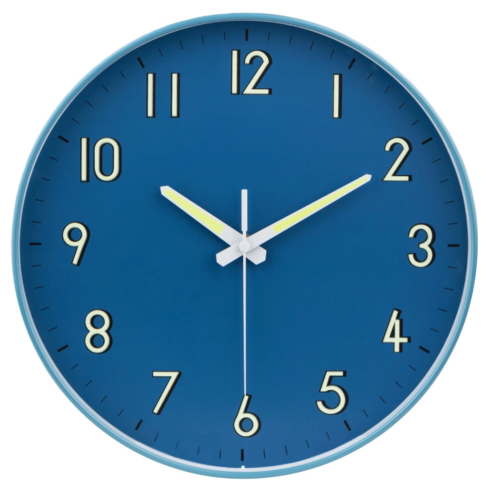 14 Midnight Blue Wall Clock with Glow in The Dark Hands & Silent No Tick Movement - Image 1