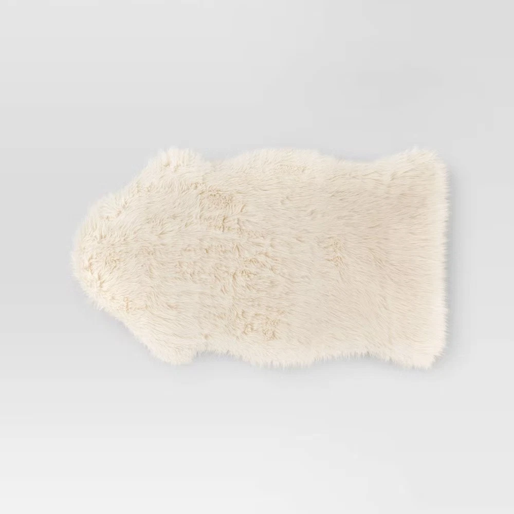 2 Threshold Faux Fur Pelt Decorative Sofa Throw Blanket Midweight Accent Ivory - Image 1