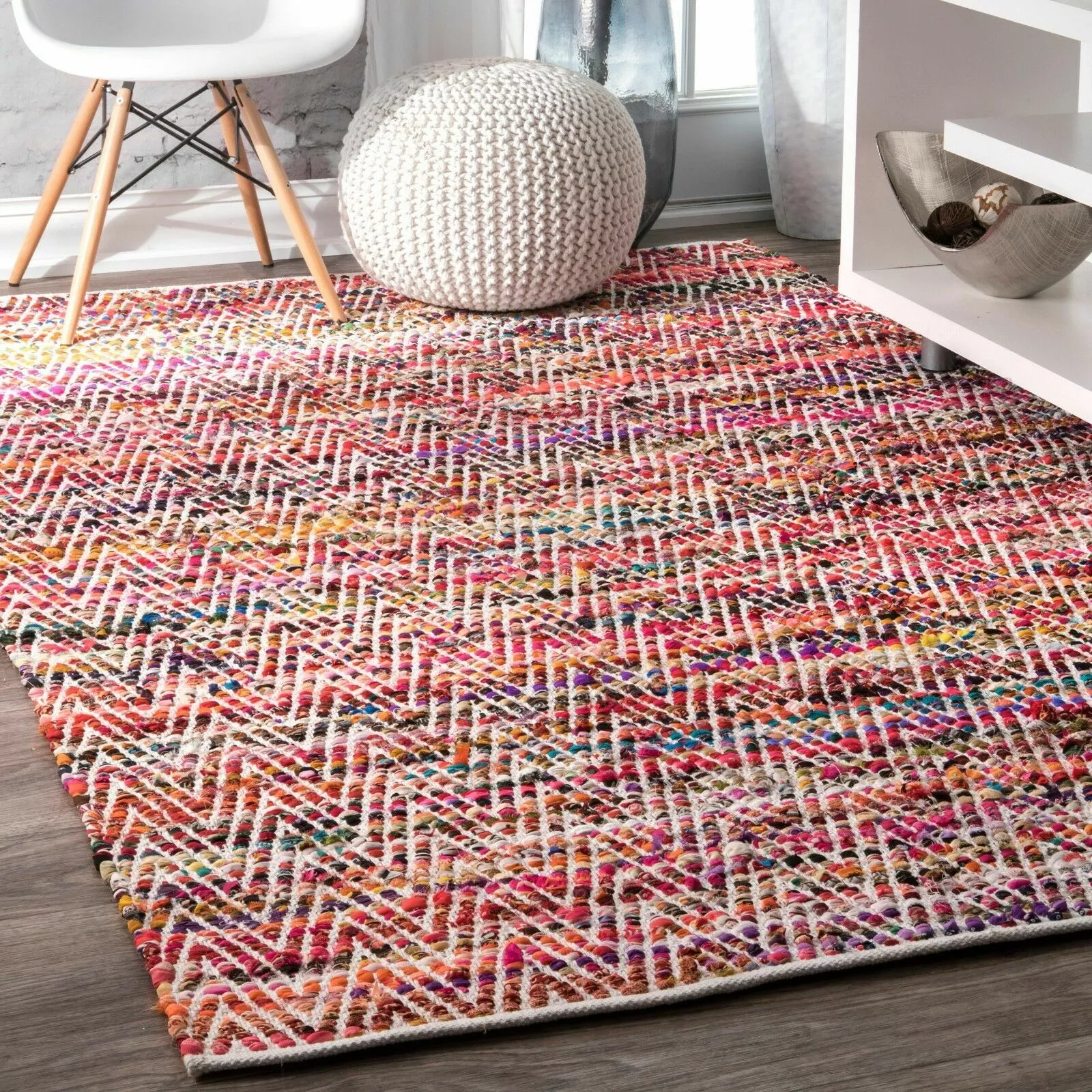 1 nuLOOM Hand Made Contemporary Cotton Blend Area Rug in Red, Orange, Yellow Multi - Image 1