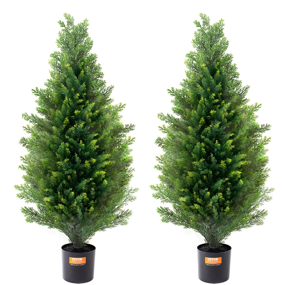 1 2 Pack 3ft Artificial Cedar Topiary Tree Faux Plant UV Home Decor In/Outdoor - Image 1