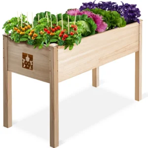 Raised Garden Bed - Elevated Wood Planter Box with Bed Liner