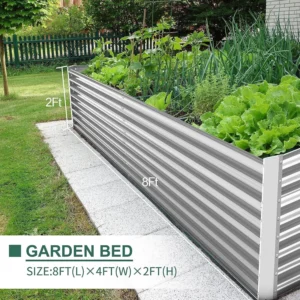 8x4x2ft Galvanized Raised Garden Bed kit Garden Planter Box Flower Vegetable