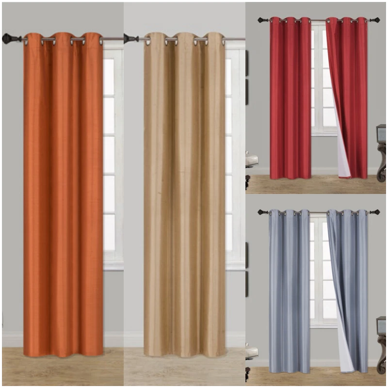 1 2 PANEL 100% THERMAL BLACKOUT BRONZE GROMMET WINDOW LINED PANEL CURTAIN 84"ADAM - Image 1